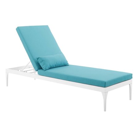 PATIO TRASERO Perspective Cushion Outdoor Patio Chaise Lounge Chair, White Turquoise PA1729224